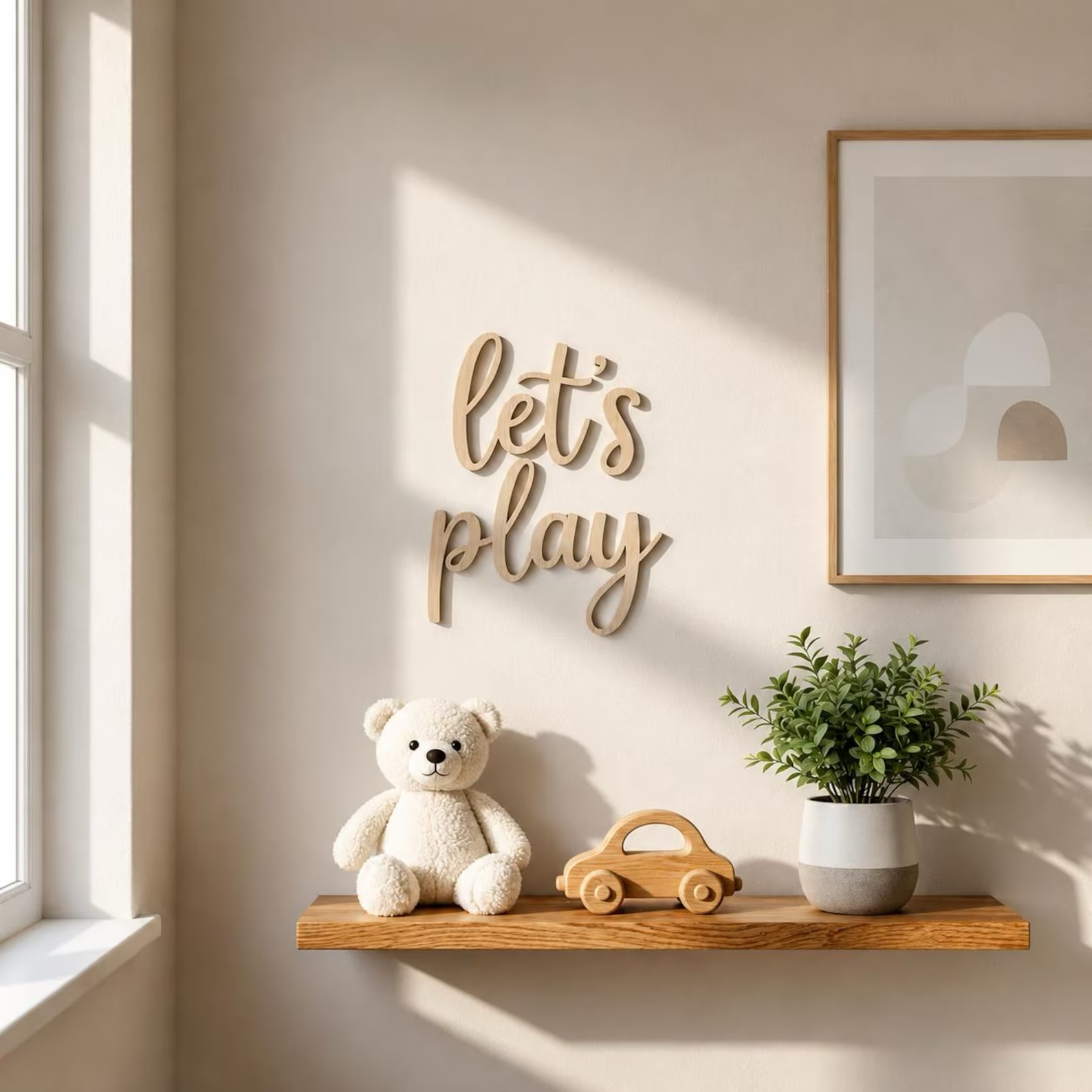 Baby Nursery Pictures - Деревянная настенная табличка «Let's Play», декор