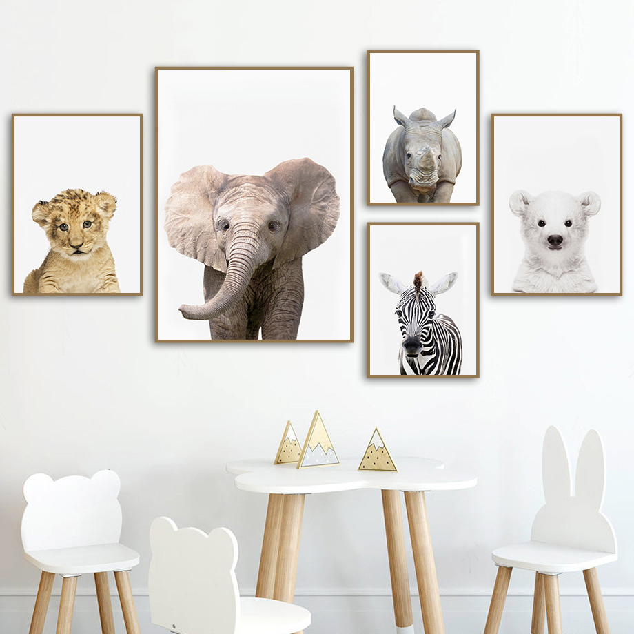 Baby Zoo Nursery - Детские настенные постеры с животными сафари:
