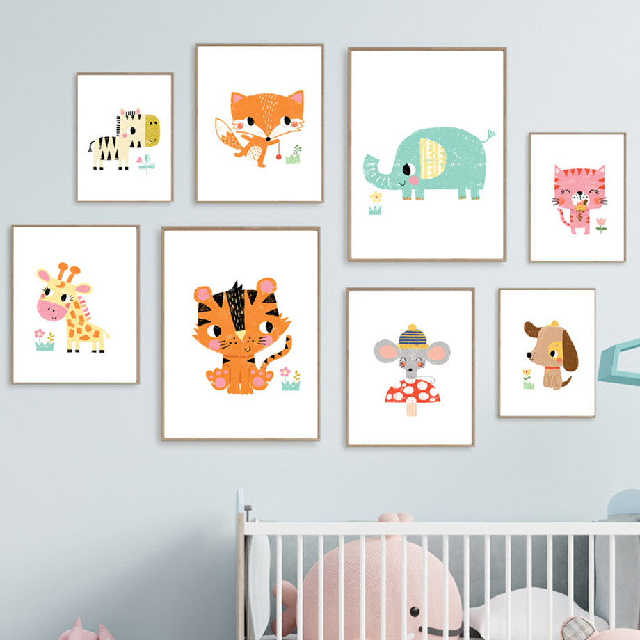 Baby Zoo Nursery - Мультяшные постеры с животными для детской