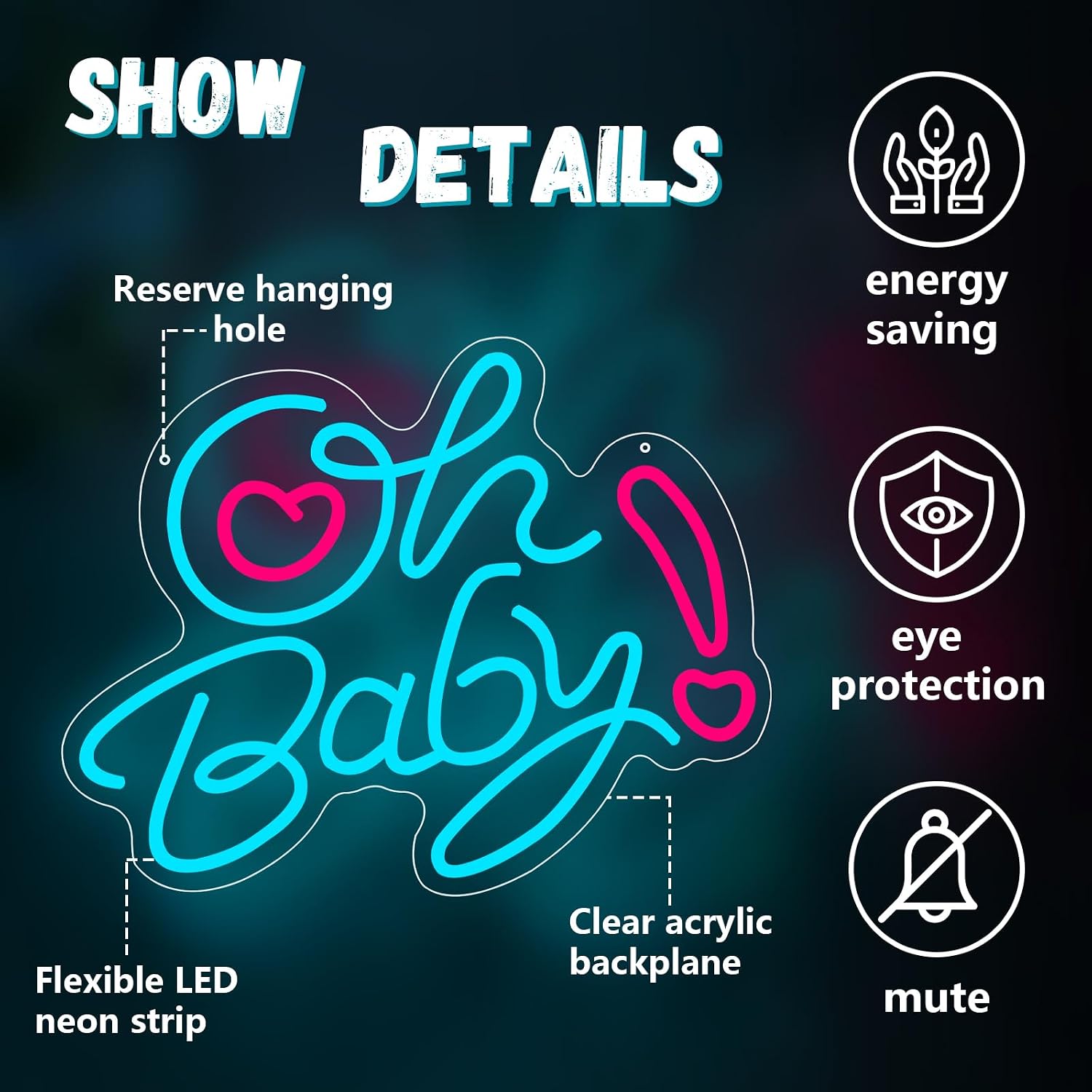 Неоновая LED-вывеска «Oh Baby  – обзор и цена Baby Nursery Wall Lights